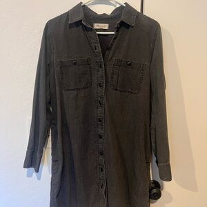 Black Button-Up Shirt Dress